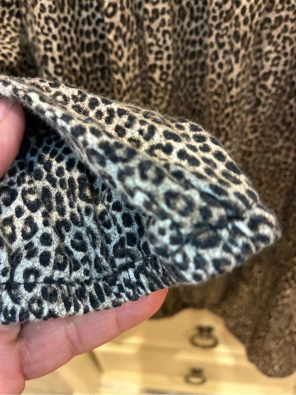 Michael Kors Women's Grey Leopard Print Peasant Blouse
